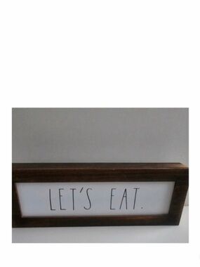NEW Rae Dunn Let’s Eat Wooden Sign Wall Home Decor Rustic Kitchen Farmhouse